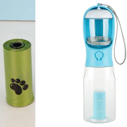 3-in-1 Pet Water & Food Bottle with Waste Bag Holder
